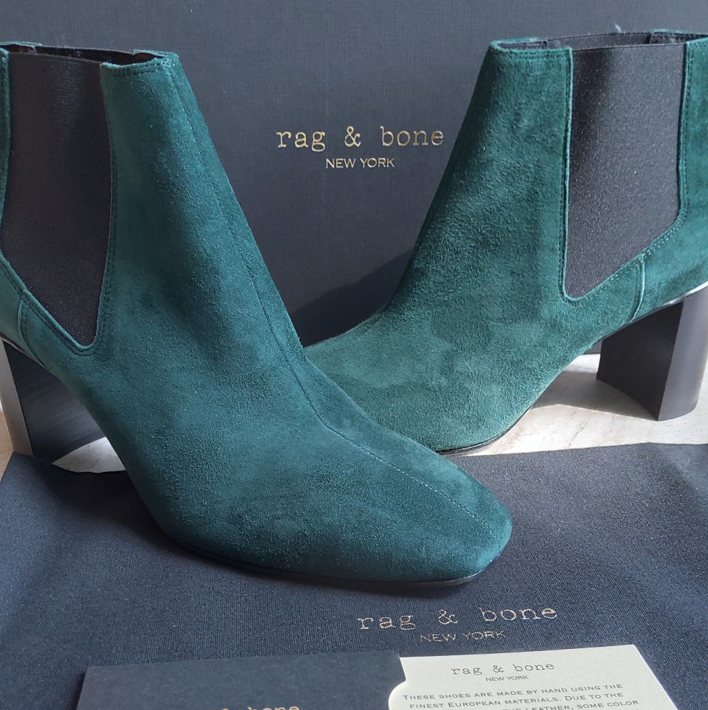 Rag & Bone Aslen Suede Boots in Forest Green NIB